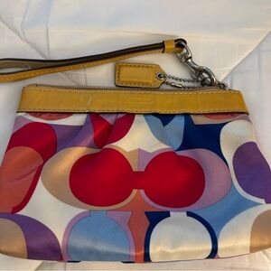 Coach Multicolor Wristlet with Yellow Accents
